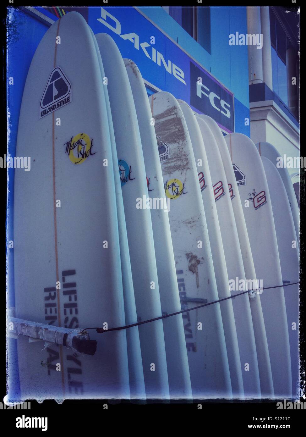 Surfboards outside shop in Muizenberg Stock Photo Alamy