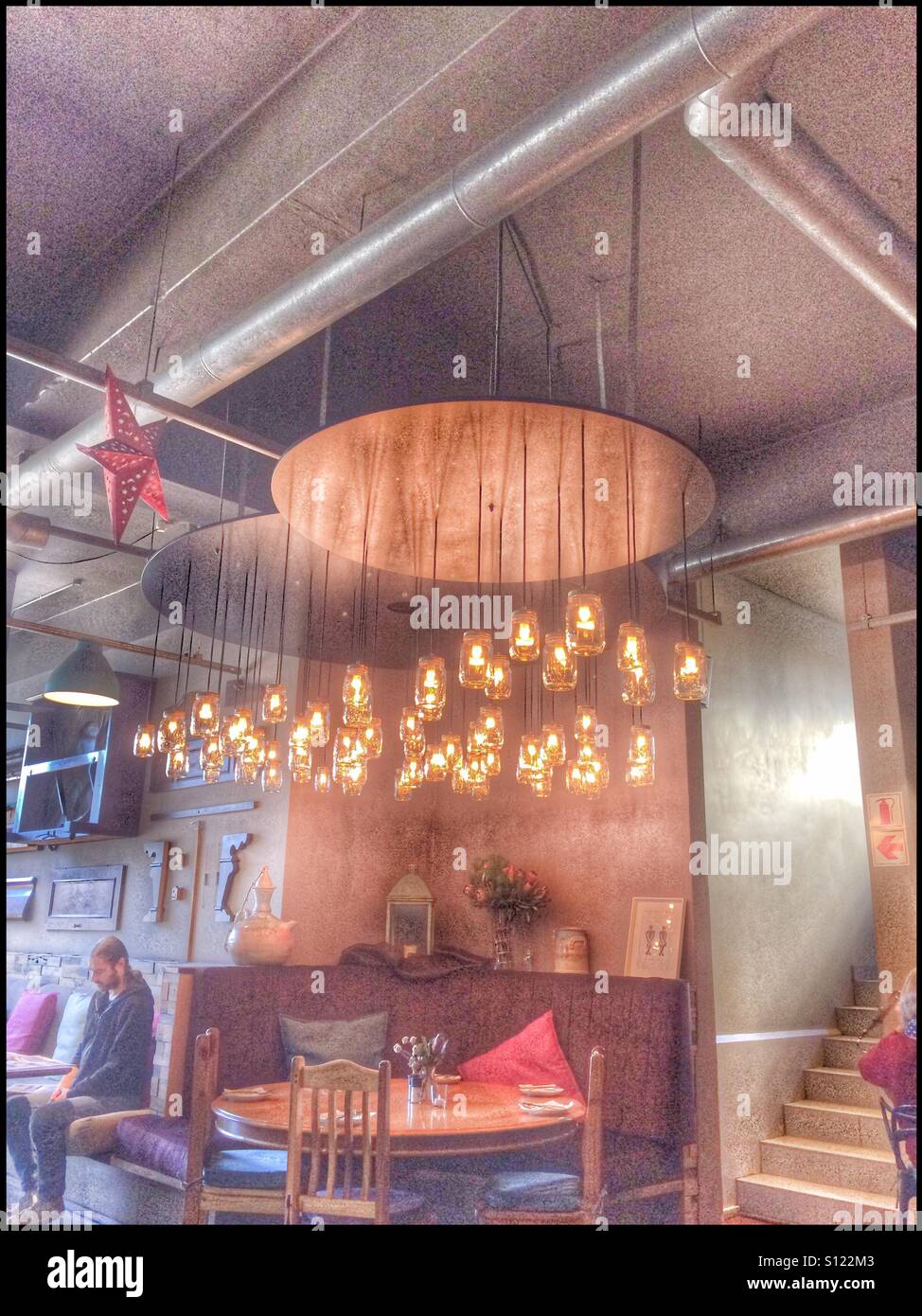 Lights in Eurohaus deli in Loop Street, Cape Town. - Smartphone Captured Stock Image