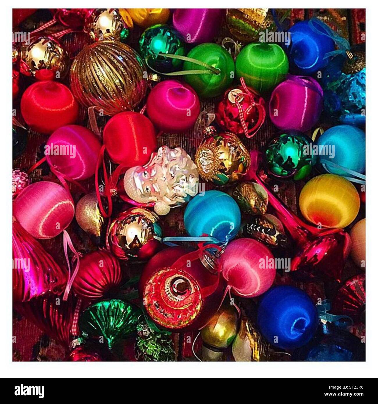 Vintage Christmas tree baubles Stock Photo Alamy
