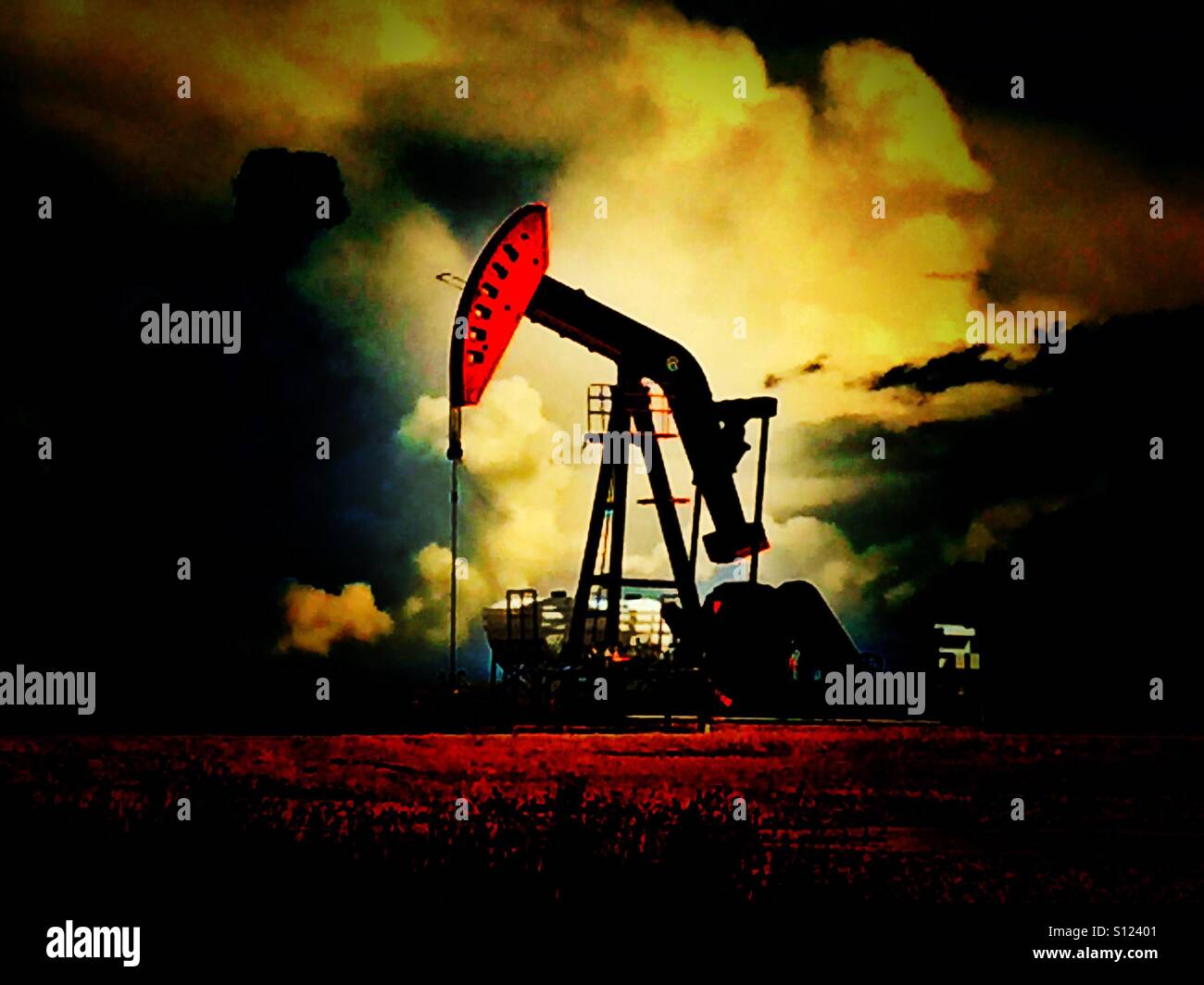Oil well pump jack Stock Photo