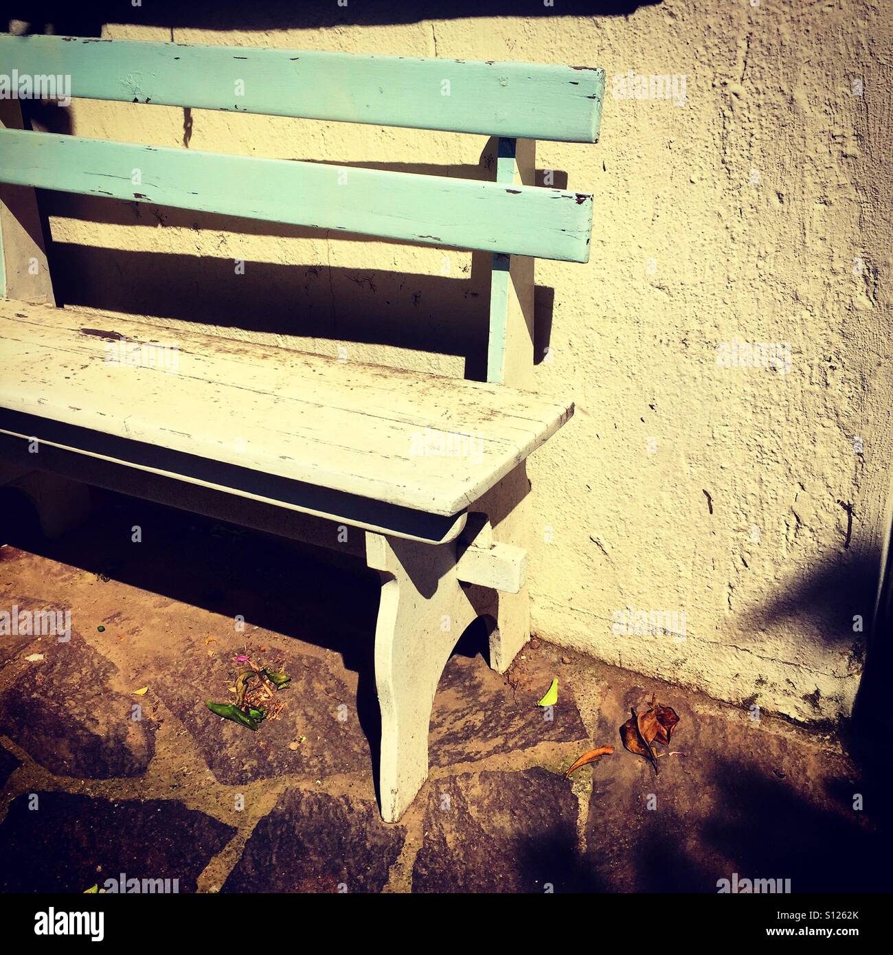 Shabby chic bench in Italy Stock Photo