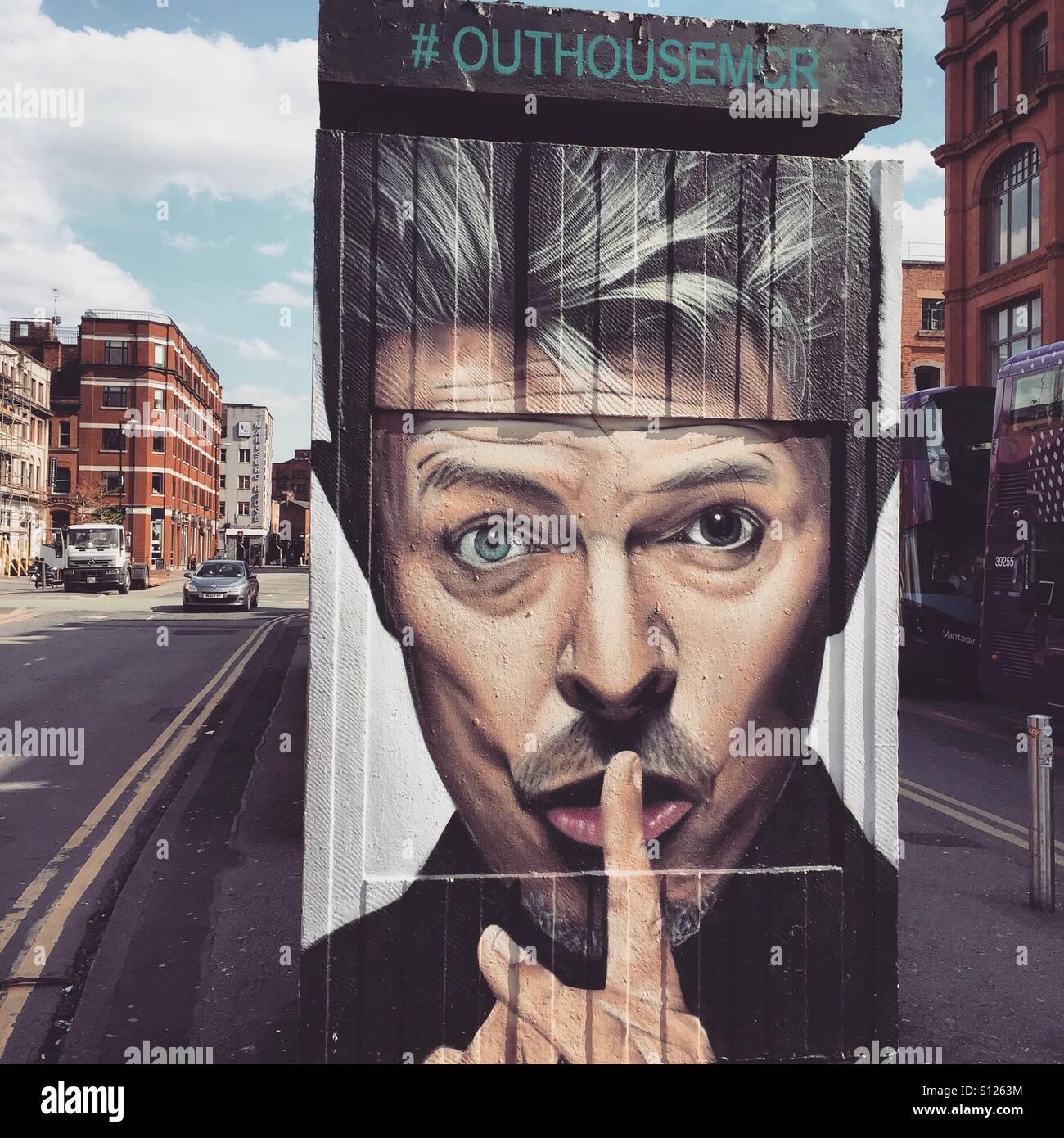 David Bowie tribute wall art in Manchester Stock Photo