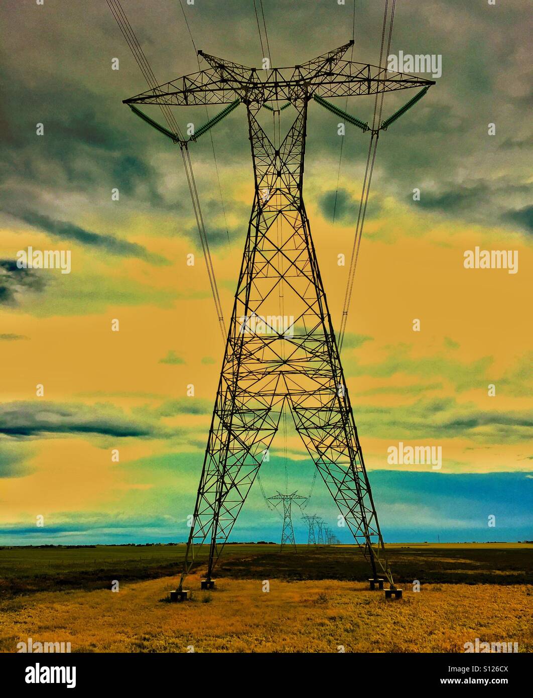Electric transmission line - Smartphone Captured Stock Image