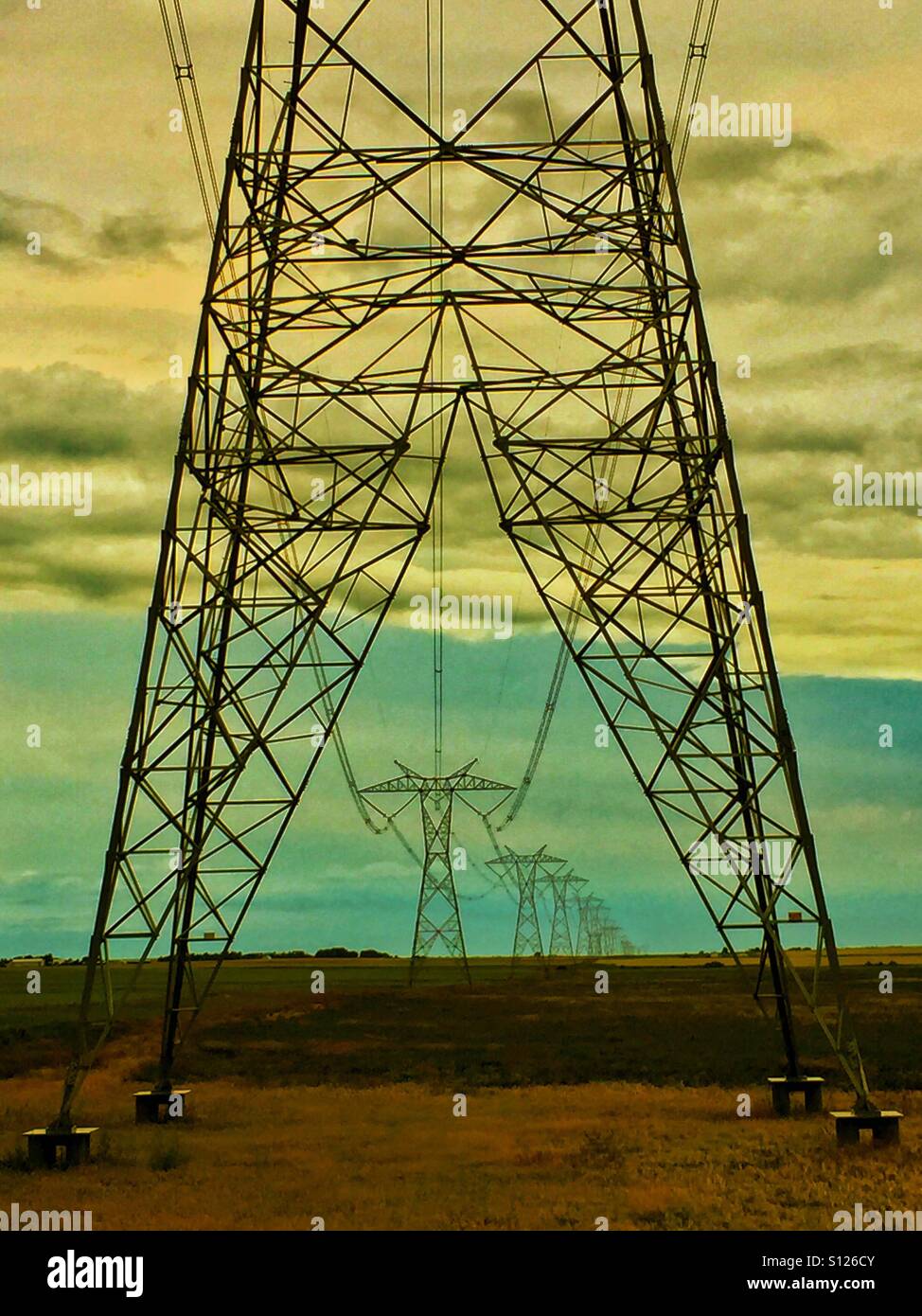 High tension power line - Smartphone Captured Stock Image