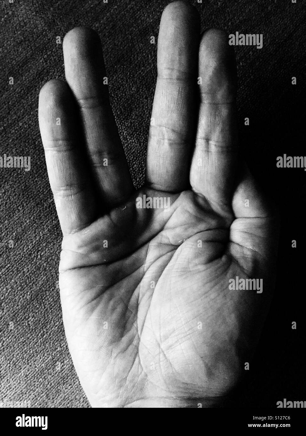 Live long and prosper in black and white Stock Photo