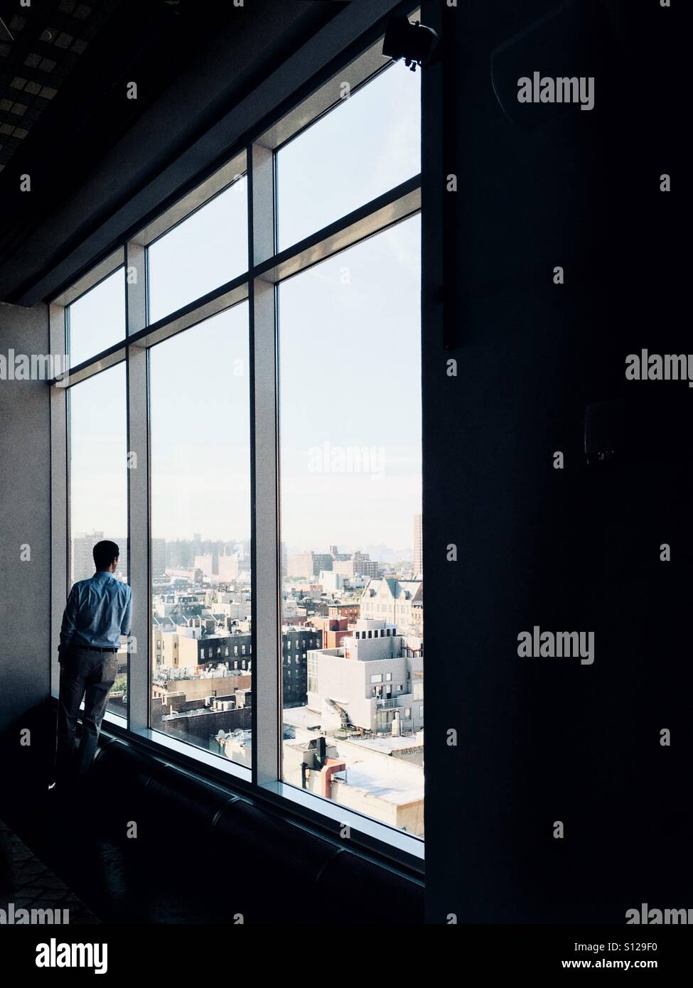 Business Man overlooking New York City Stock Photo