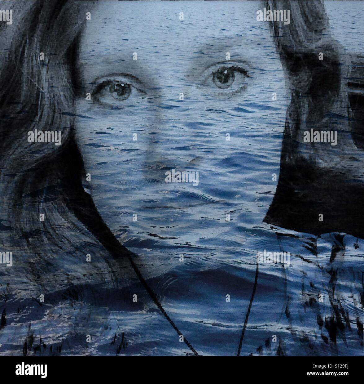 Water Portrait Double Exposure - Smartphone Captured Stock Image