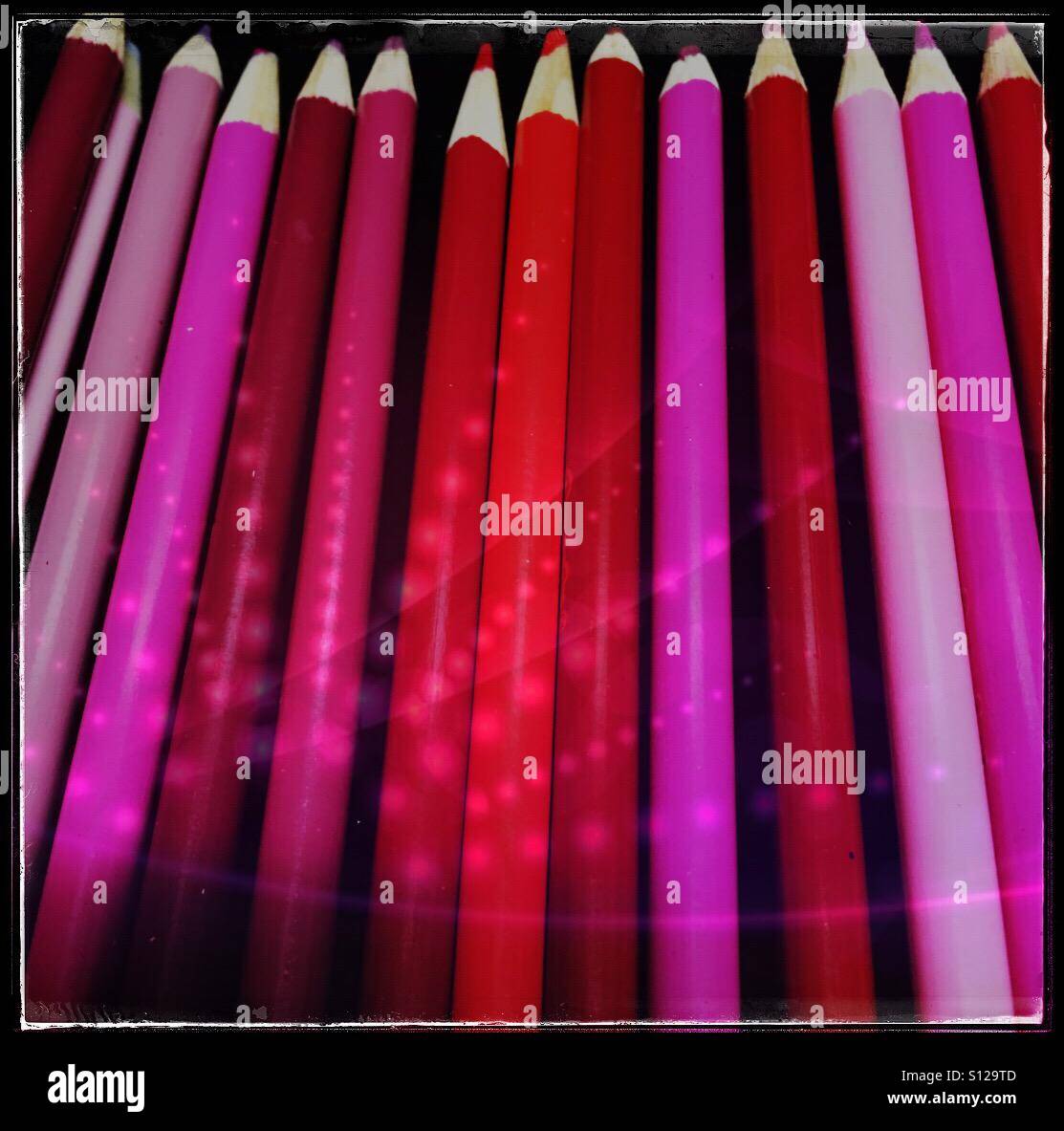 Pink colored pencils Stock Photo Alamy