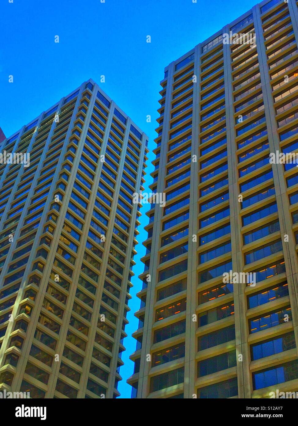 Office towers in downtown Calgary, Alberta, Canada - Smartphone Captured Stock Image