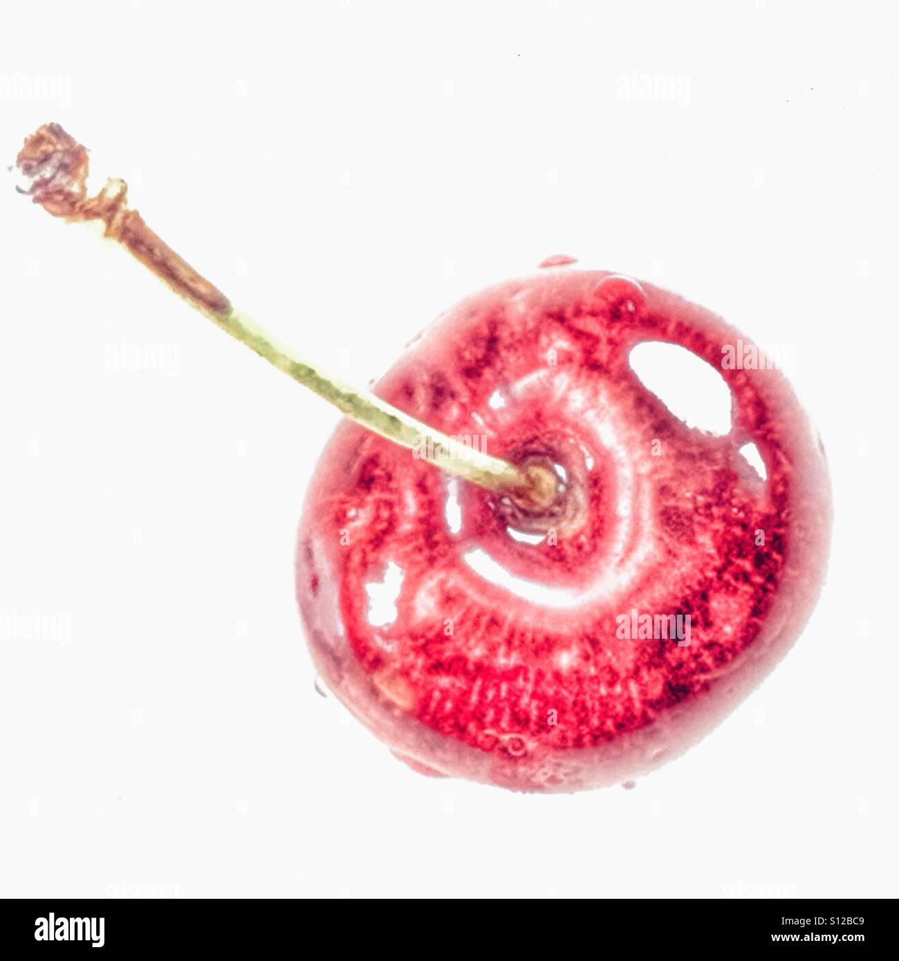 Red cherry with stalk hi-res stock photography and images - Alamy