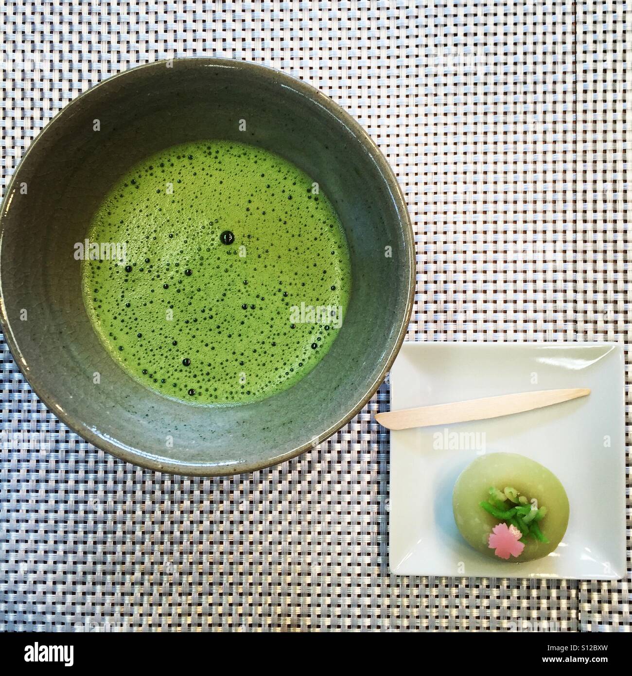 Matcha with Wagashi - Smartphone Captured Stock Image