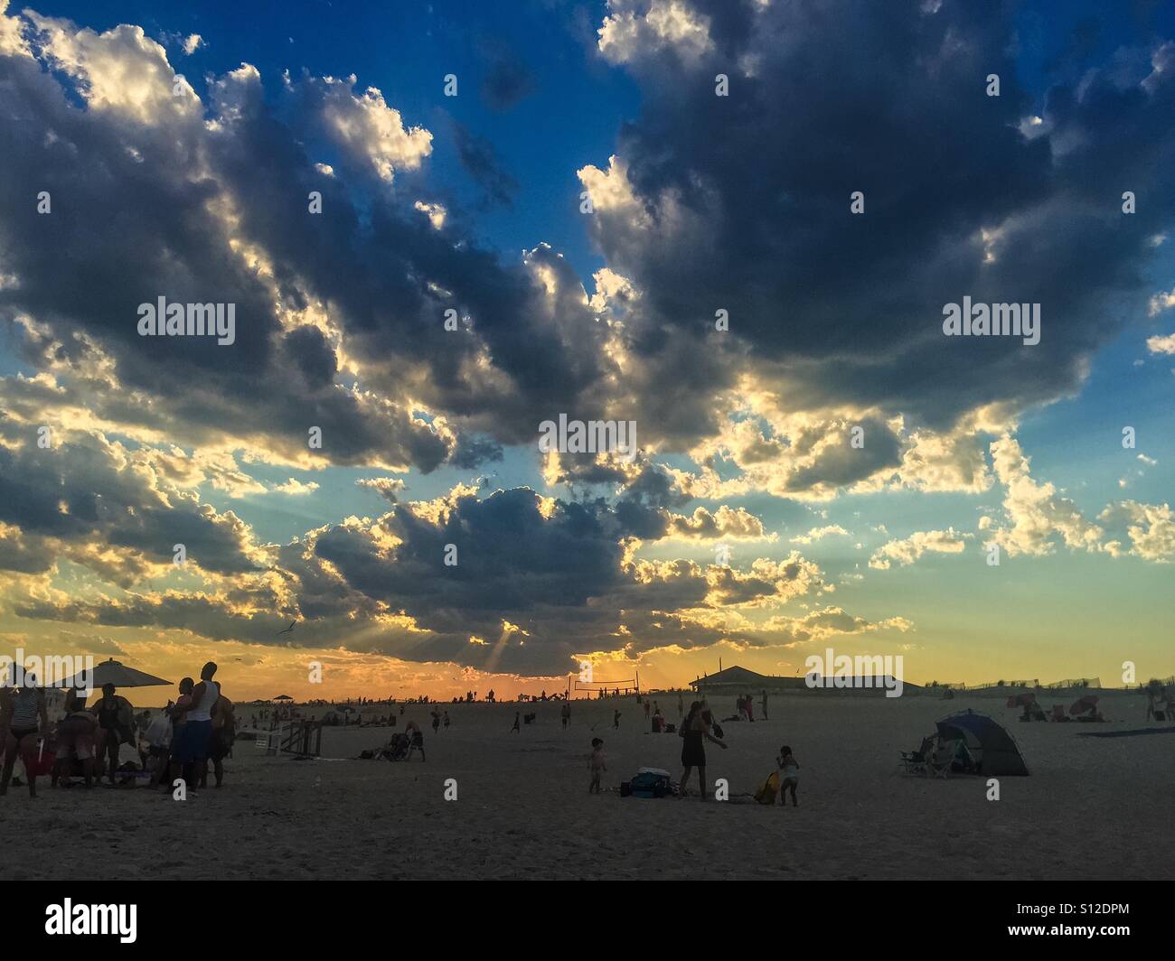 Long Island sunset at Robert Moses beach, field 5. Stock Photo