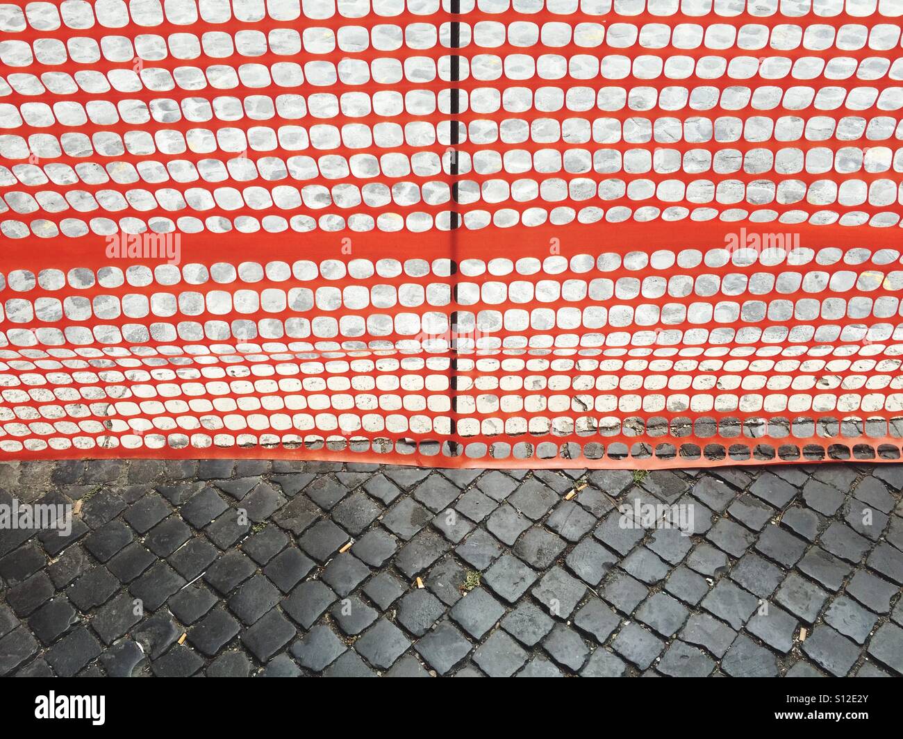 Works in a cobblestone street - Smartphone Captured Stock Image