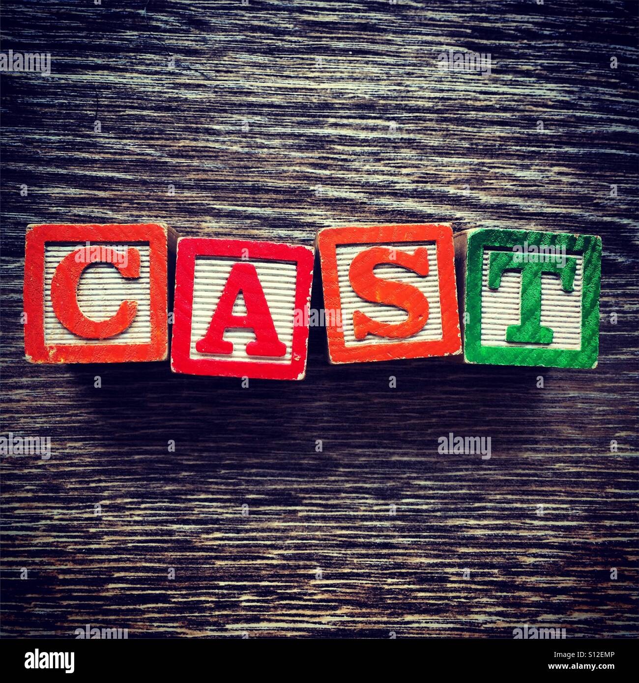 CAST word written with wood block letter toys Stock Photo Alamy