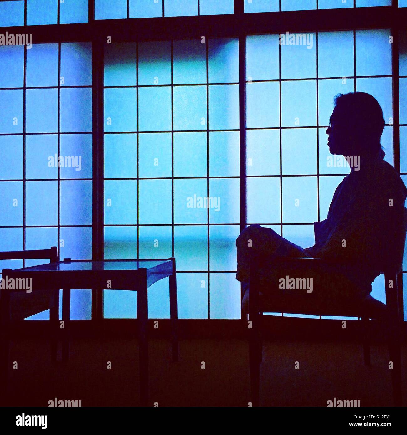 Silhouette of Japanese man Stock Photo - Alamy