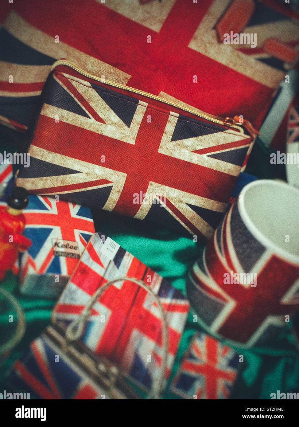 British souvenirs in gift shop England UK - Smartphone Captured Stock Image