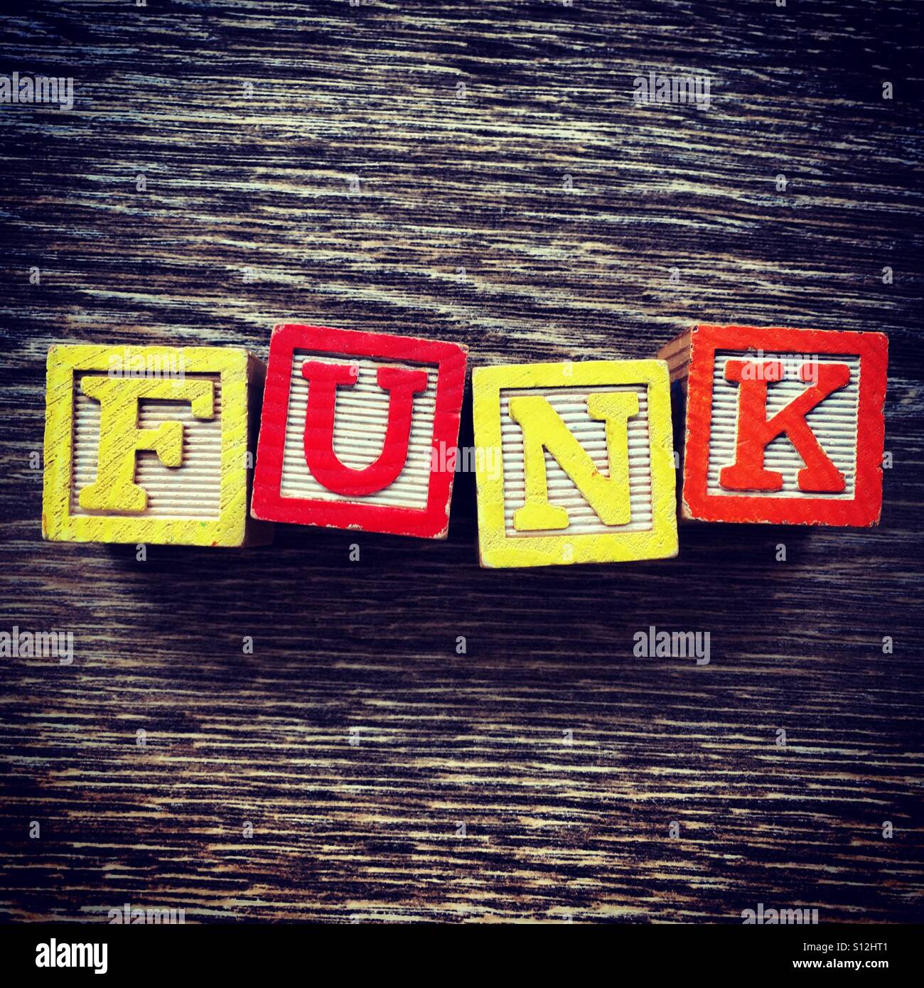 FUNK word written with wood block letter toys Stock Photo Alamy