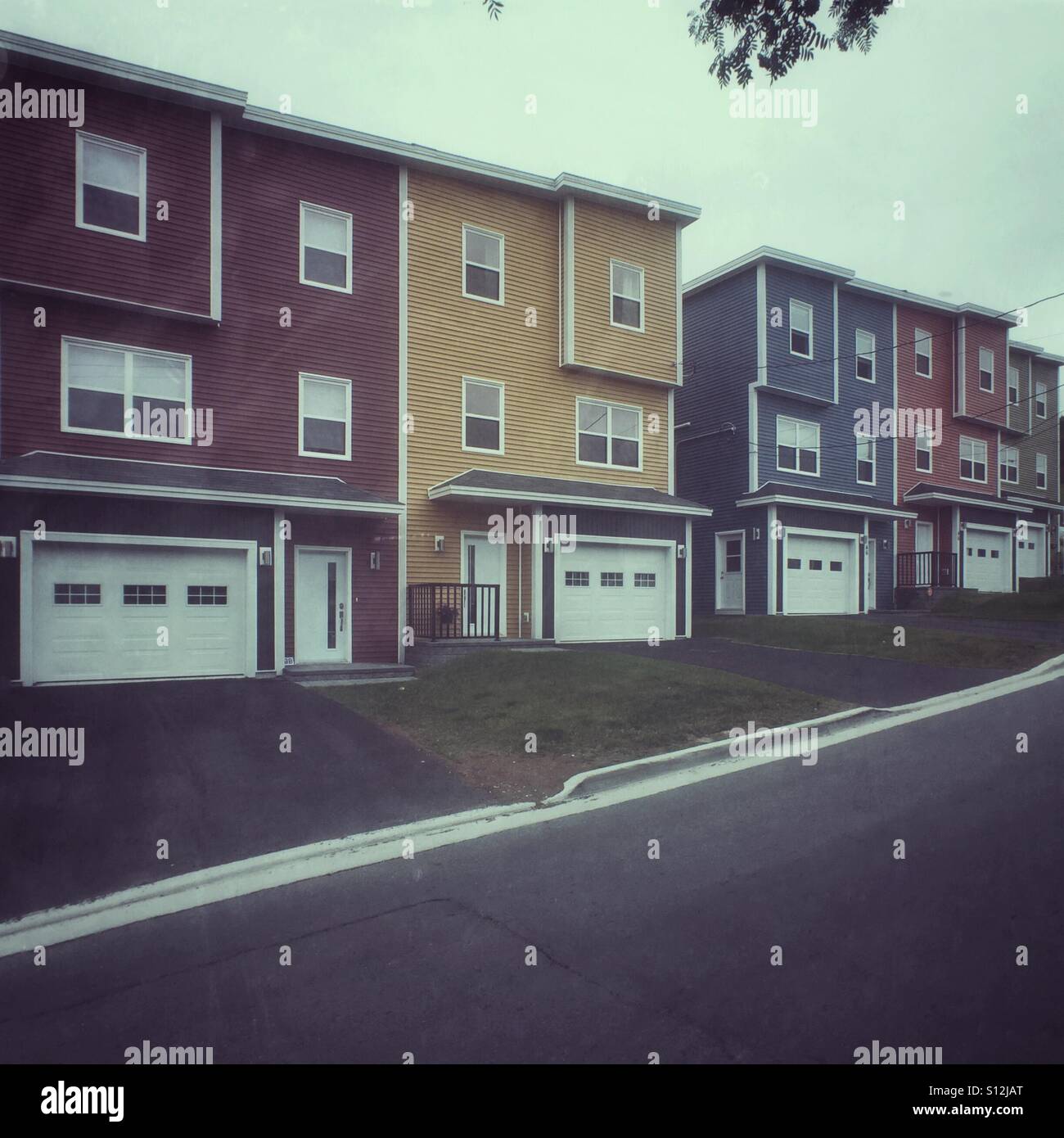 New construction styled in St. John's Newfoundland's "jelly bean" style. Stock Photo