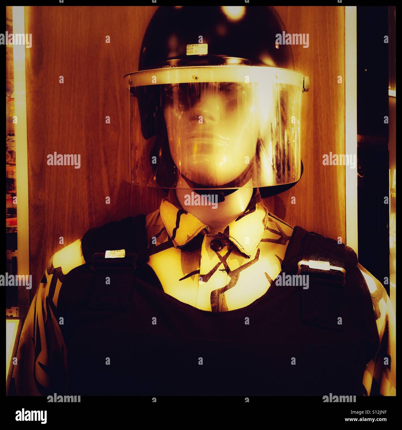 Riot gear on mannequin . - Smartphone Captured Stock Image