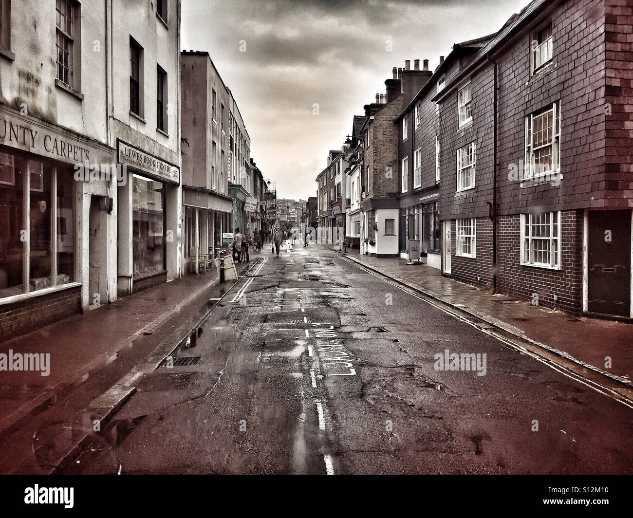 Lewes ,England. Cliffe high street. Moody summer weekend. Stock Photo