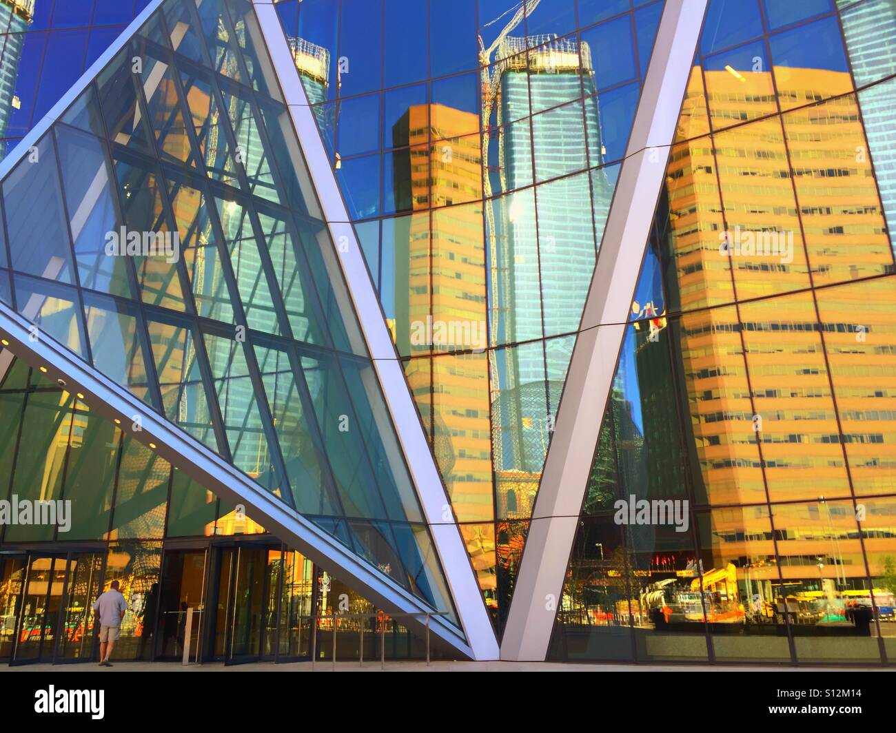 'The Bow' reflecting the Calgary downtown core Stock Photo