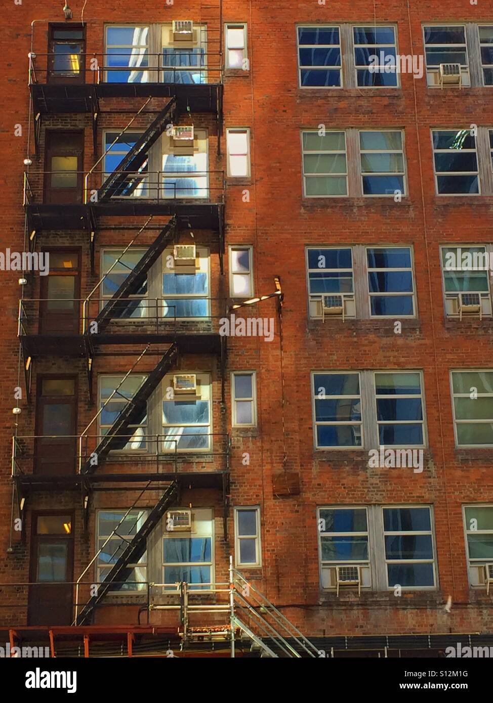 Fire escape staircase, downtown Calgary, Alberta, Canada - Smartphone Captured Stock Image