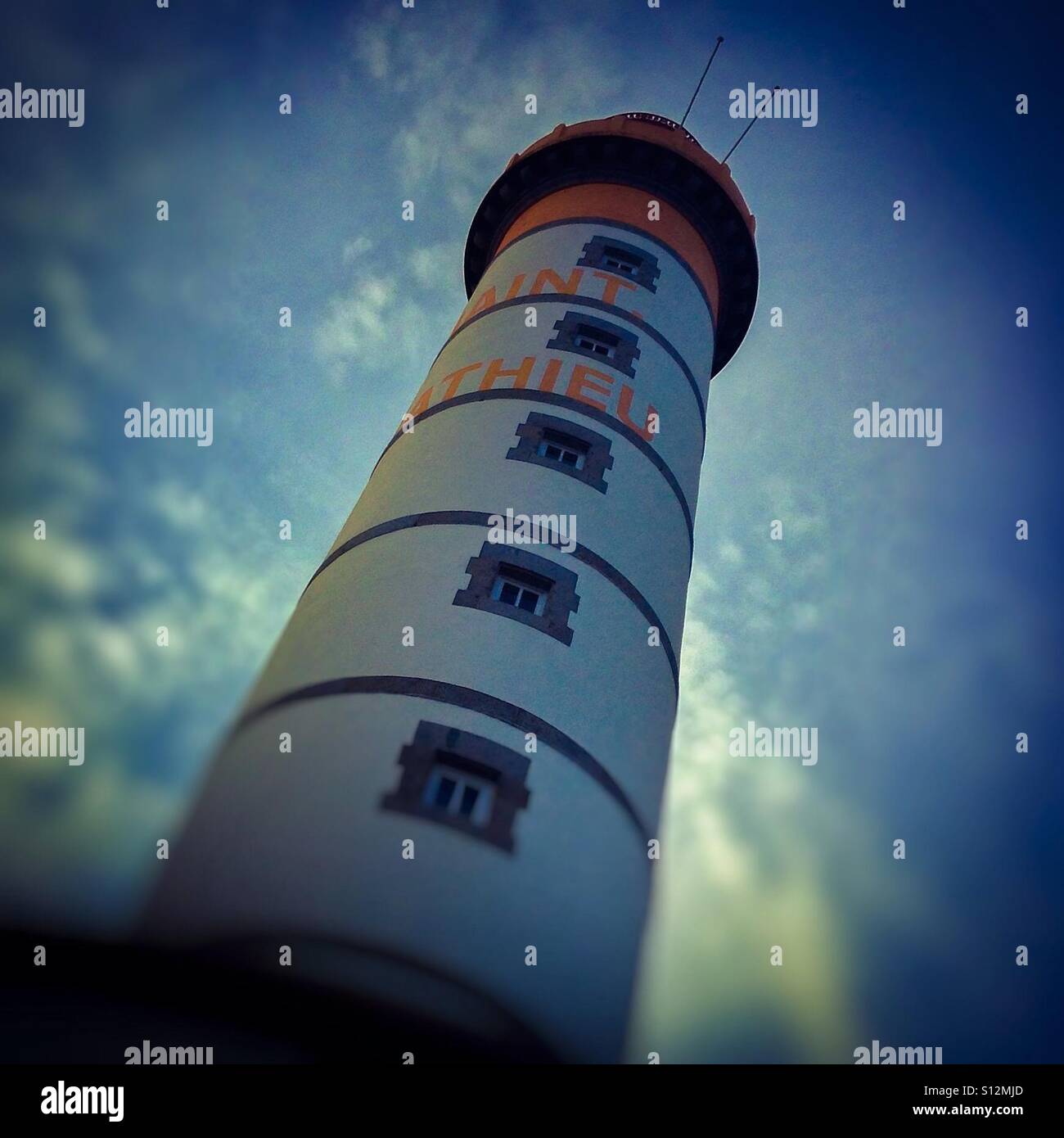 Lighthouse, signal station of pointe Saint Mathieu, Brittany, France, Europe - Smartphone Captured Stock Image