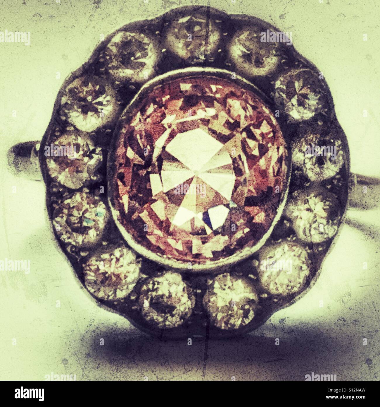 Pink sapphire and diamond ring - Smartphone Captured Stock Image