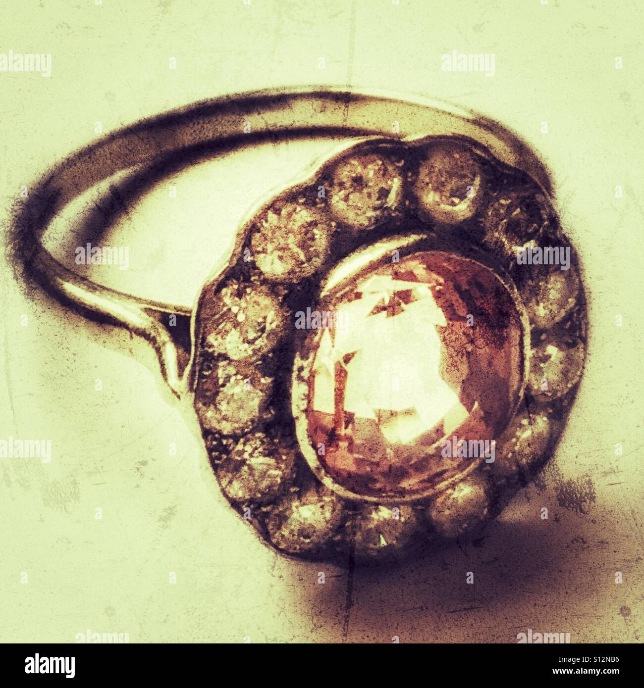 Pink sapphire and diamond ring Stock Photo
