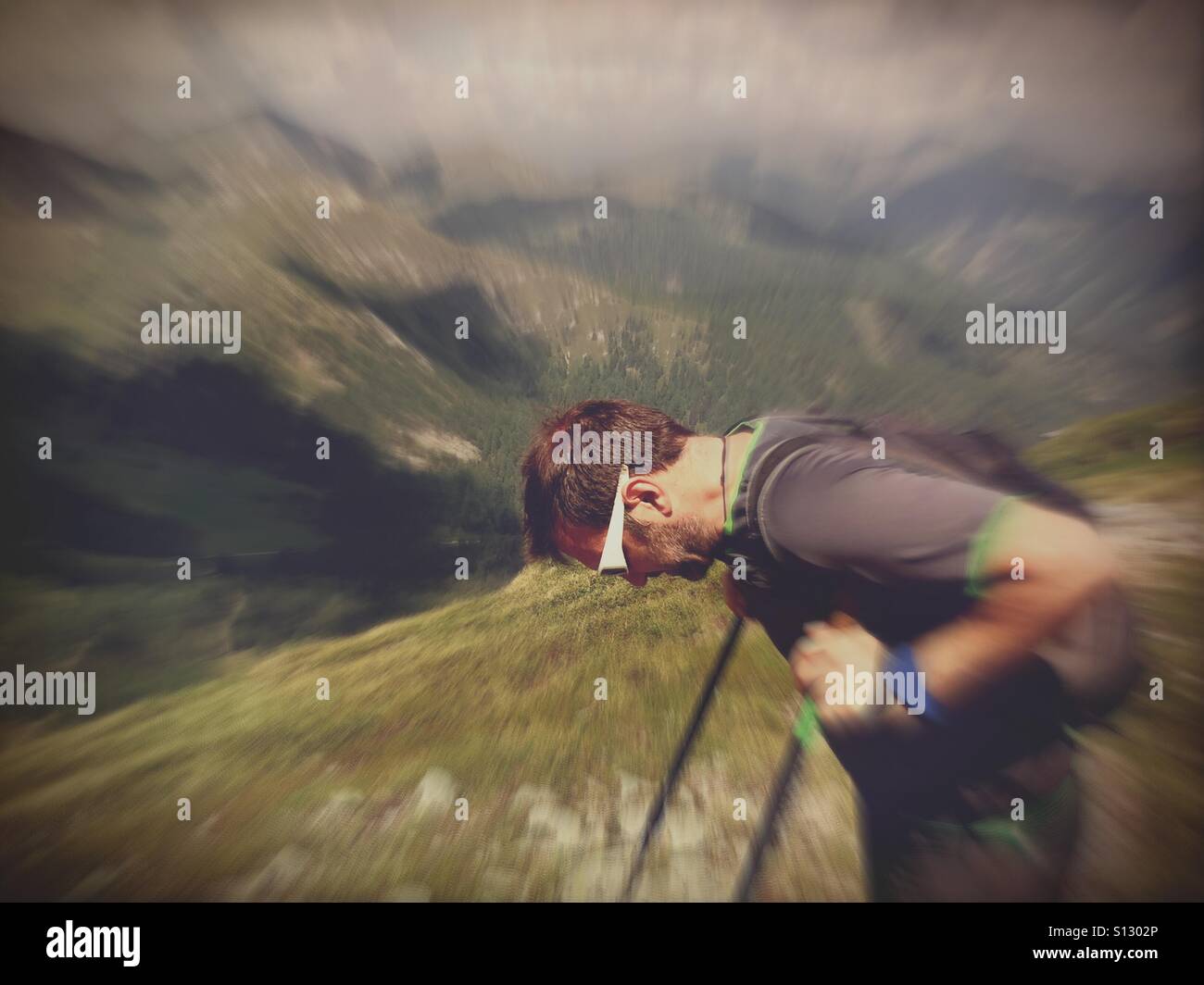 Tired hiker resting - Nockberge National Park, Austria - Smartphone Captured Stock Image