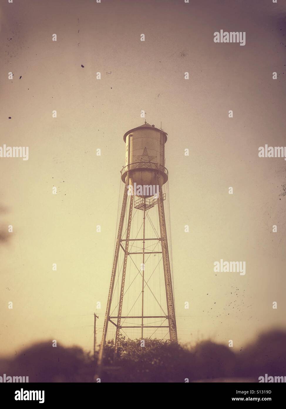 Water tower with star on it Stock Photo