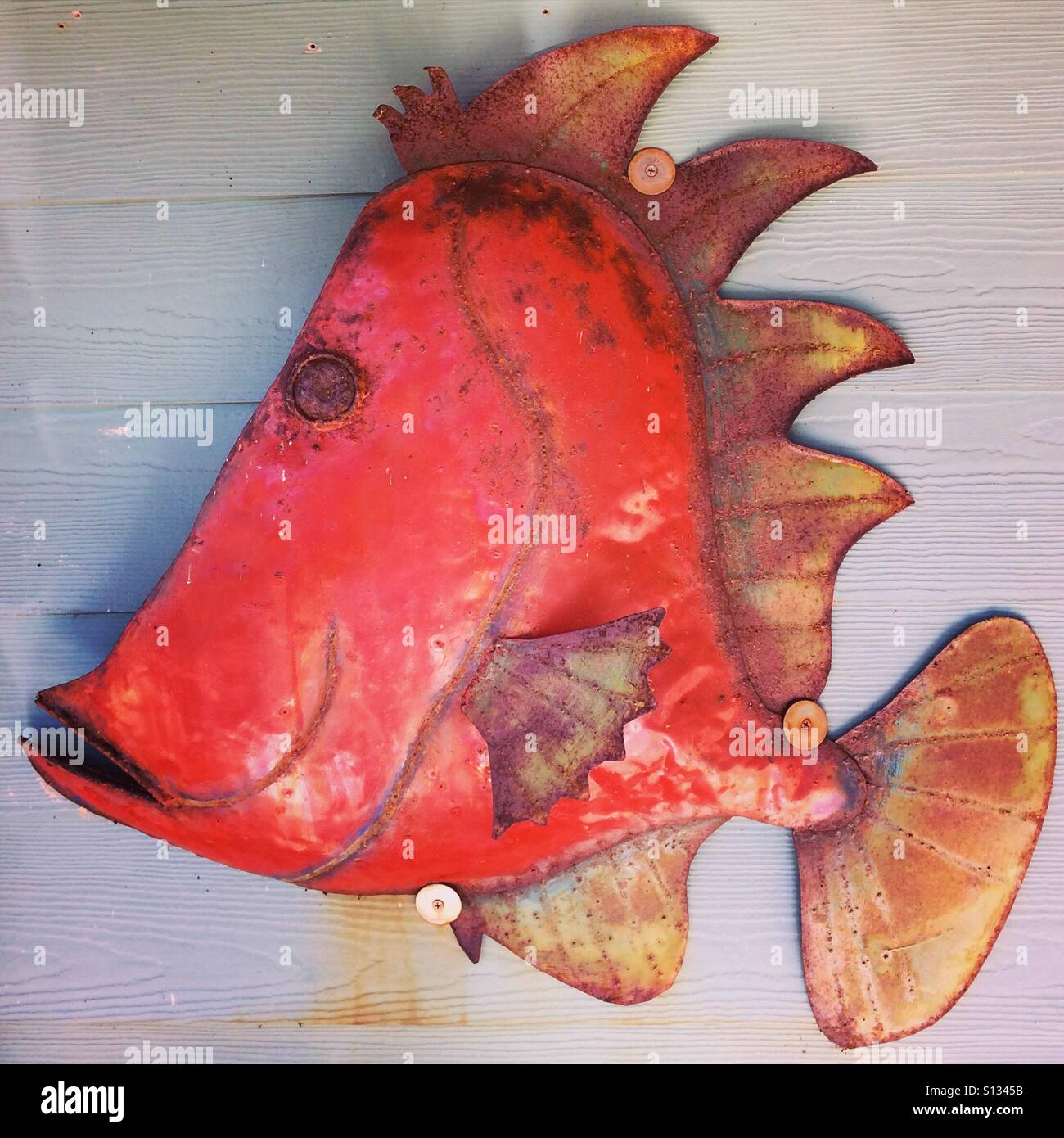 Big red fish art Stock Photo - Alamy