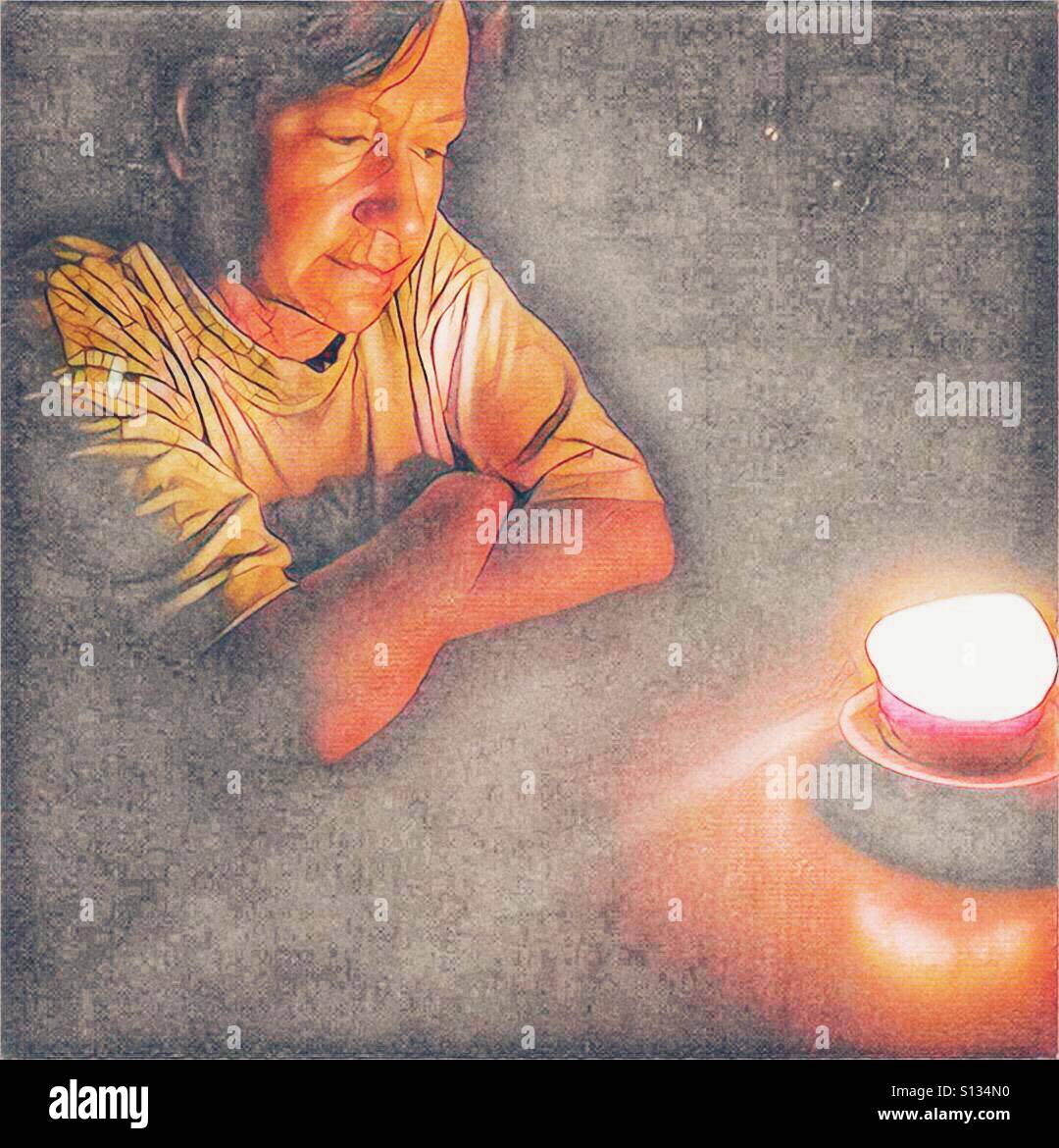 Woman sitting alone - Smartphone Captured Stock Image