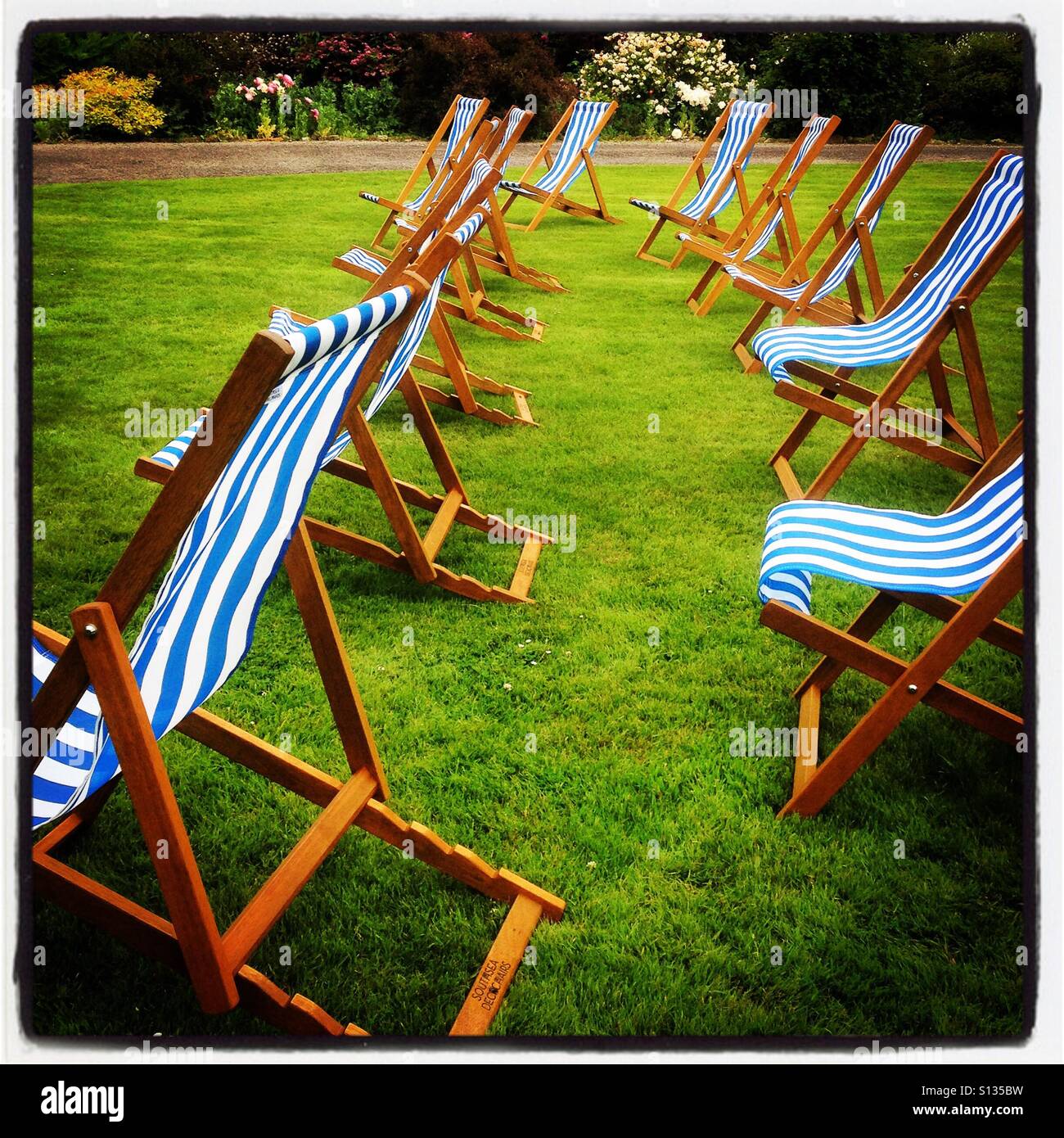 Empty deckchairs. iPhone photo with some Instagram style processing. - Smartphone Captured Stock Image
