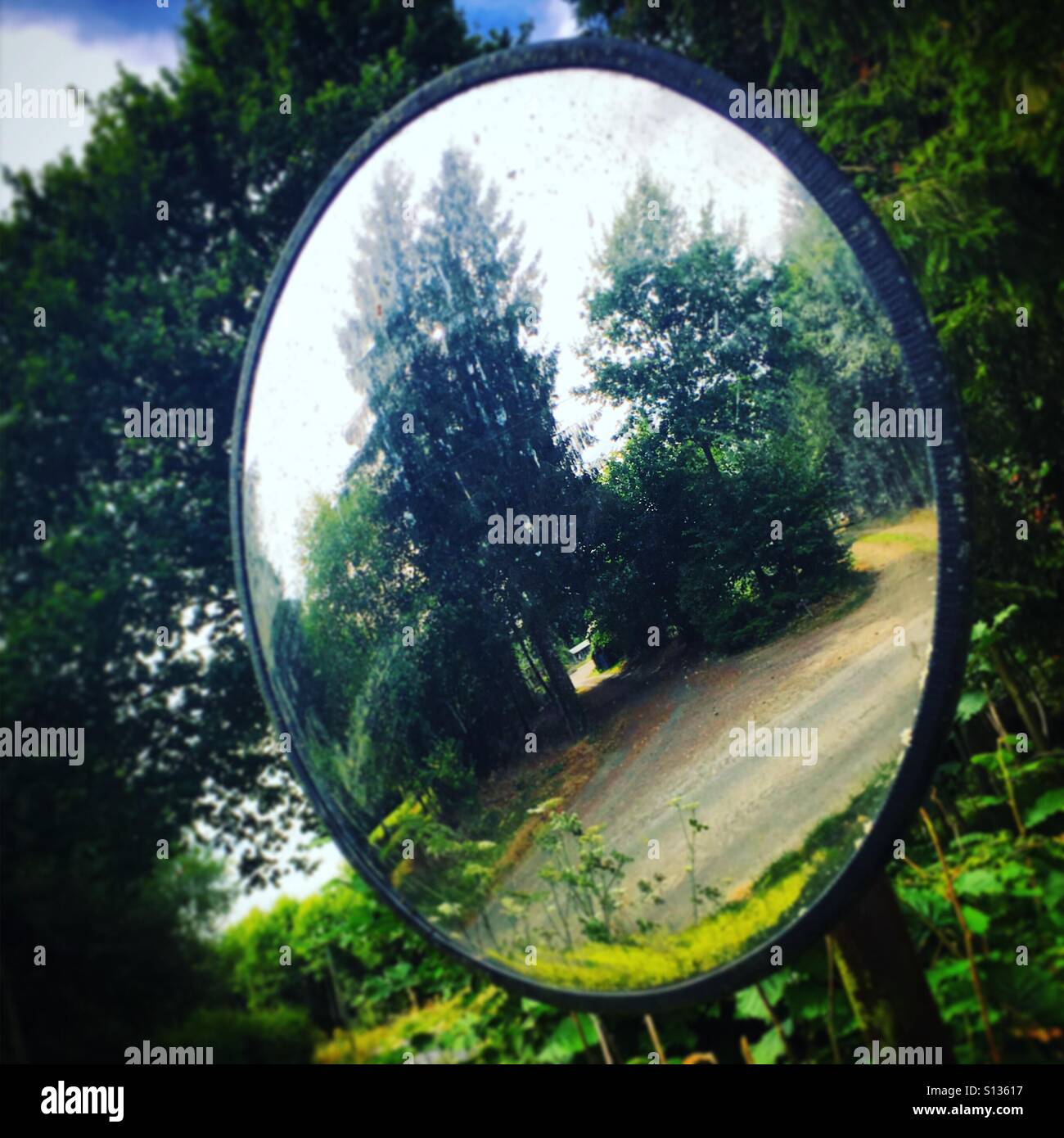 round safety mirror - Smartphone Captured Stock Image