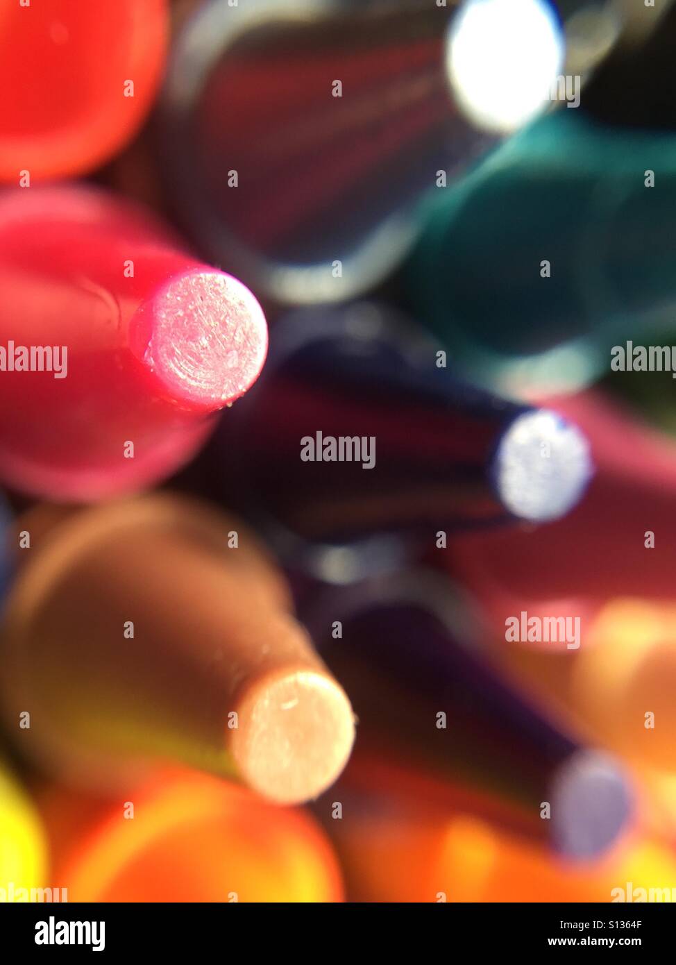 Close up of new crayons - Smartphone Captured Stock Image