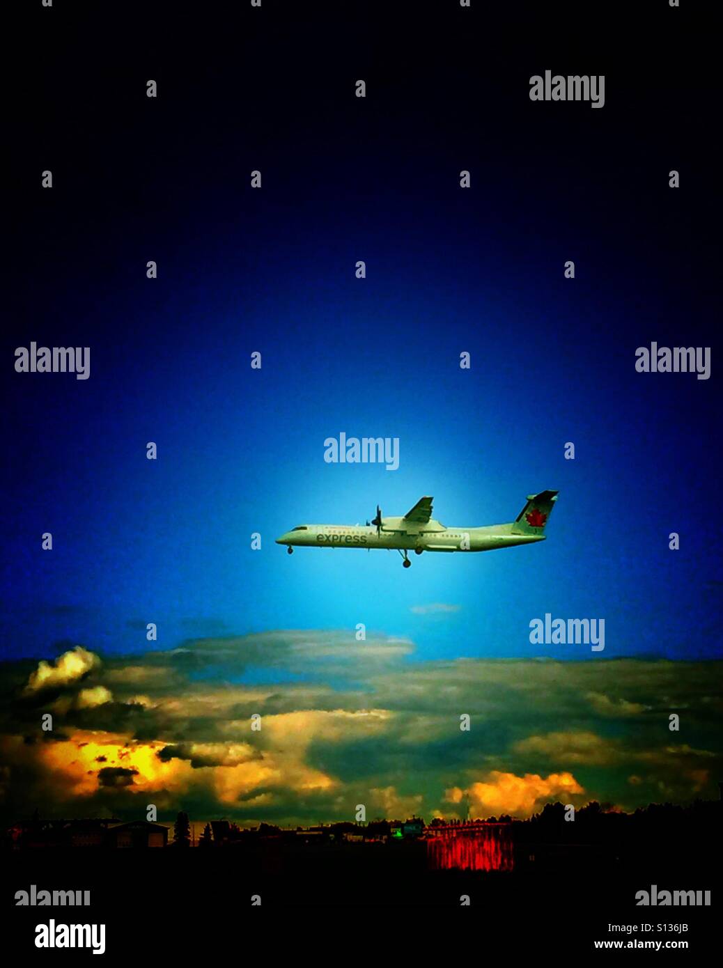 Landing at the Calgary International Airport - Smartphone Captured Stock Image