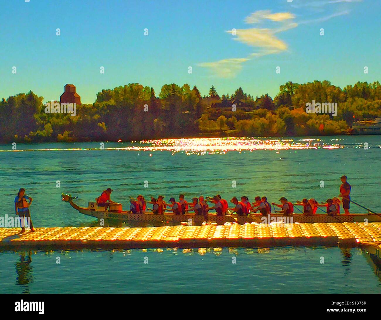 Dragon boat races Calgary, Alberta, Canada - Smartphone Captured Stock Image