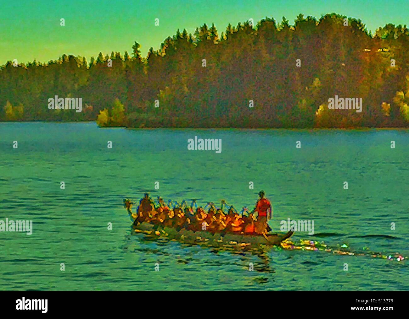 Dragon boat races Calgary, Alberta, Canada - Smartphone Captured Stock Image