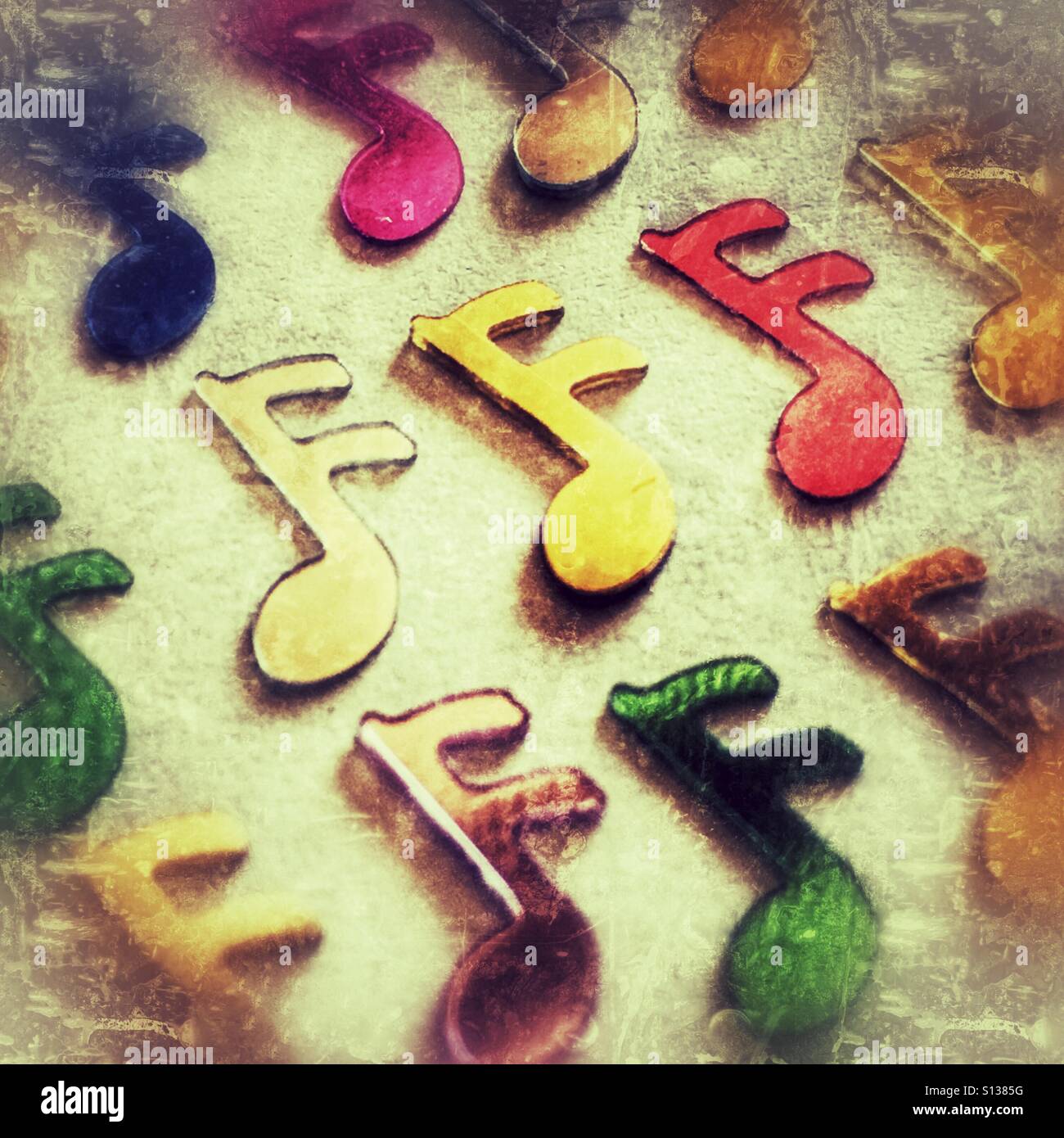 Music notation. Semi quavers - Smartphone Captured Stock Image