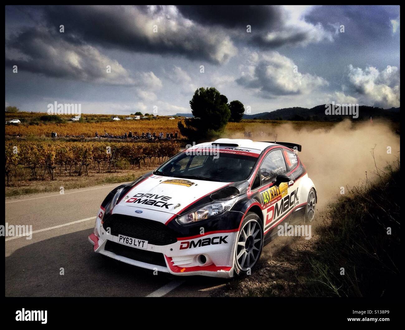 2015 WRC Rally RACC-Rally de España SS21 Guiamets 2 [Els Guiamets] Jari Ketomaa/Kaj Lindstrom - FORD Fiesta R5 rally car, Catalonia, Spain. - Smartphone Captured Stock Image