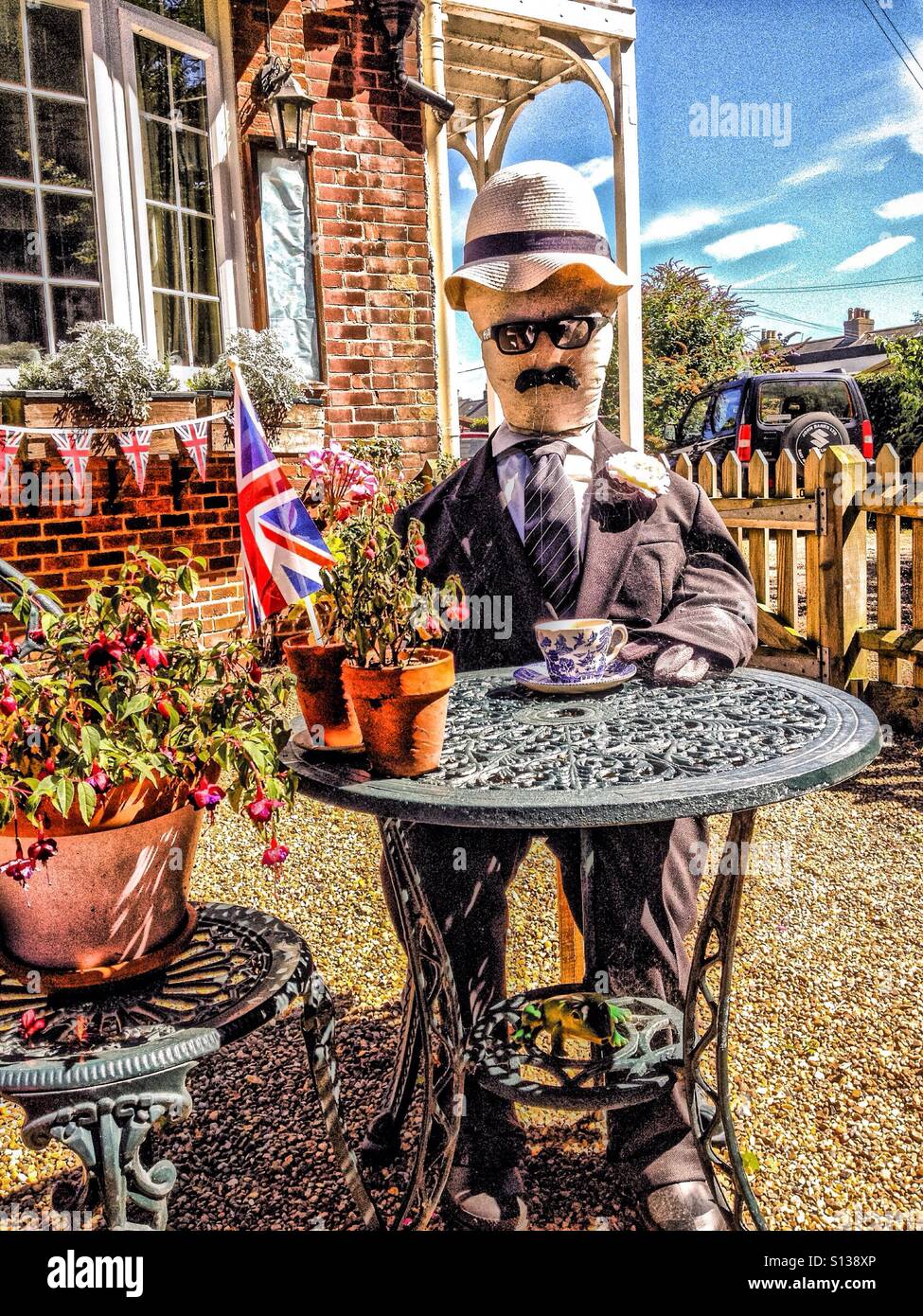 Alan Whicker having a cup of tea in Kingsdown - Smartphone Captured Stock Image