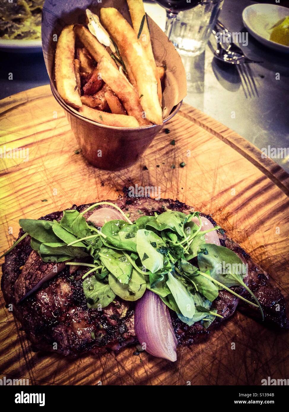 Ribeye Steak and fries Stock Photo Alamy