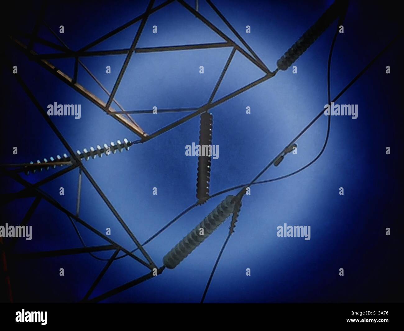 Power line towers, wires, and insulators - Smartphone Captured Stock Image