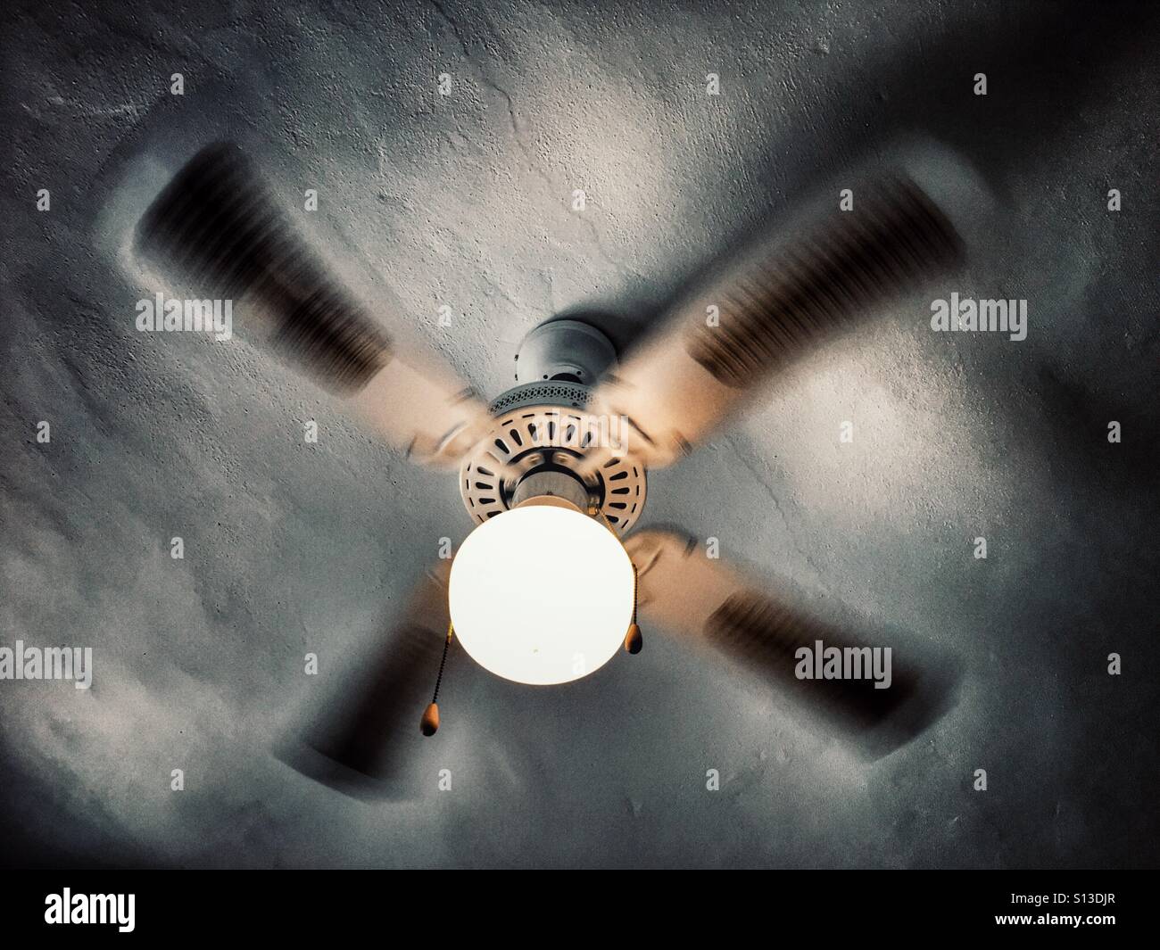 Ceiling fan with light, on - Smartphone Captured Stock Image