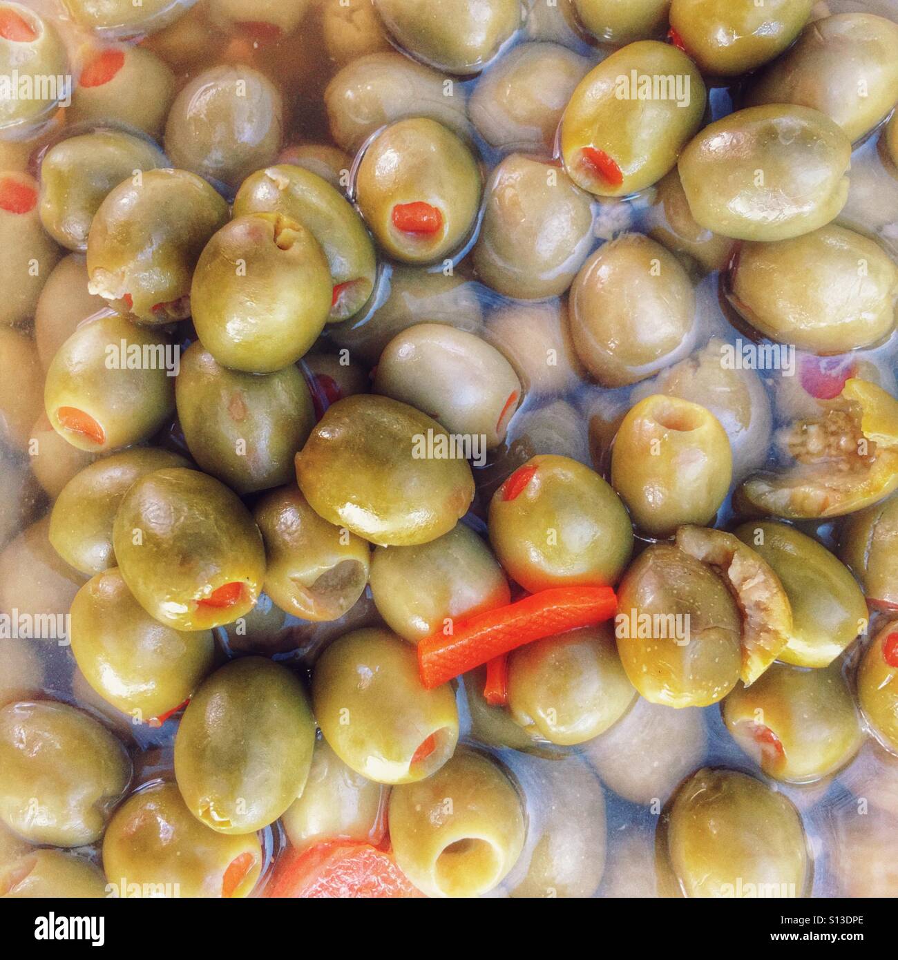 Olives, stuffed with red peppers Stock Photo Alamy