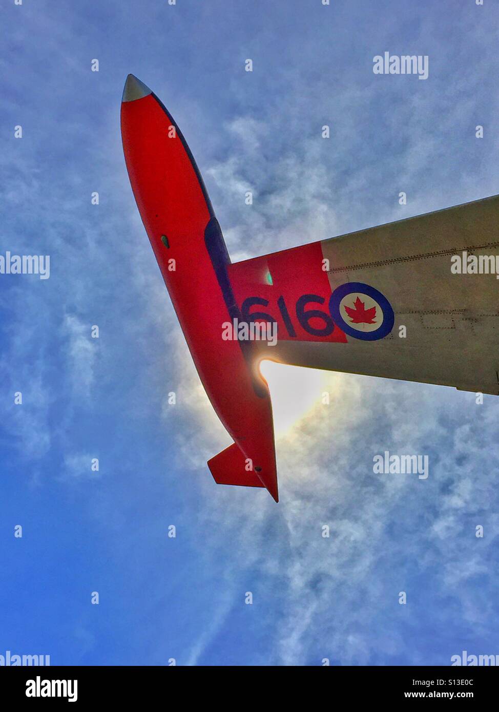 Jet fighter plane wing tank. - Smartphone Captured Stock Image