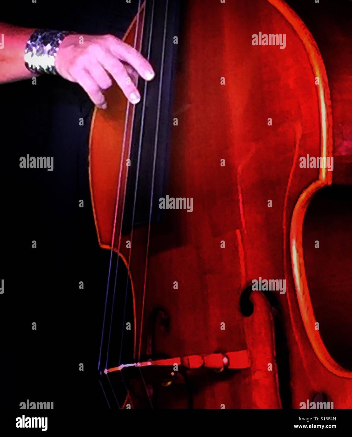 String bass player - Smartphone Captured Stock Image