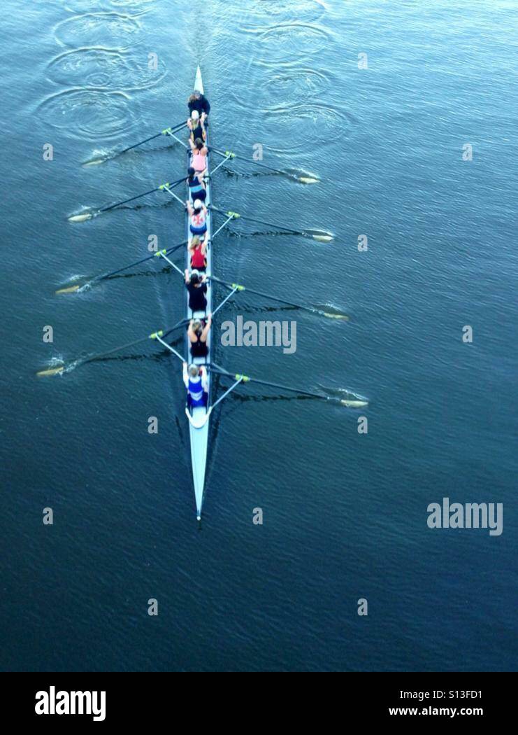 Girls rowing on river in Melbourne - Smartphone Captured Stock Image