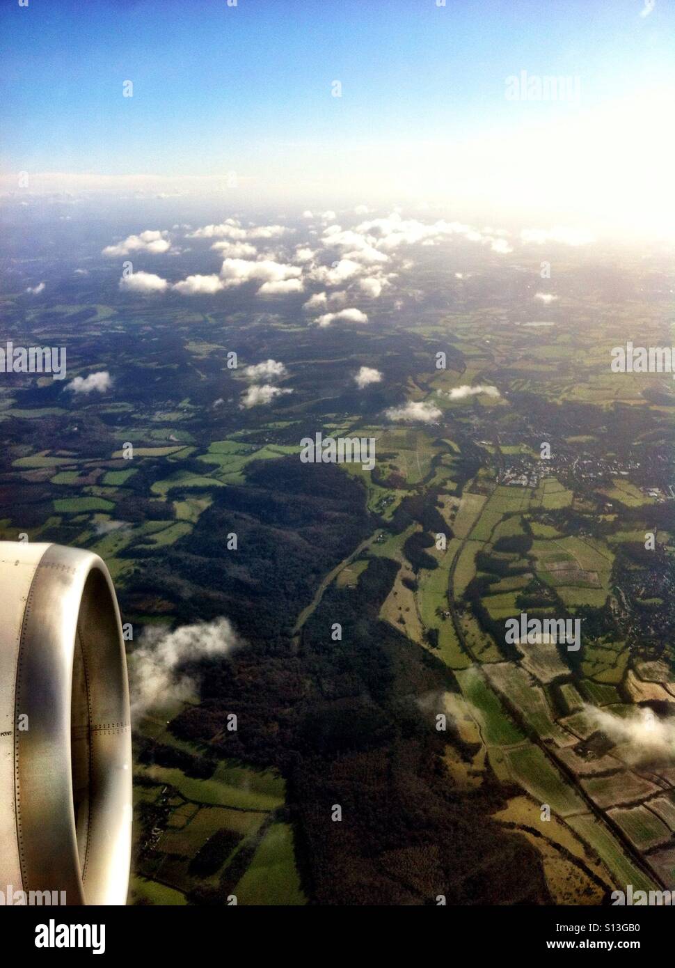 Above the clouds - view after take off - Smartphone Captured Stock Image